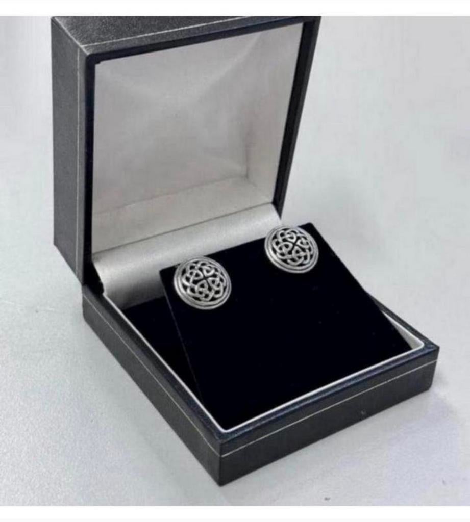 Manchetknopen neverending oorbellen antiek zilver zilveren, Verzilverd, Ophalen of Verzenden, Zo goed als nieuw, H