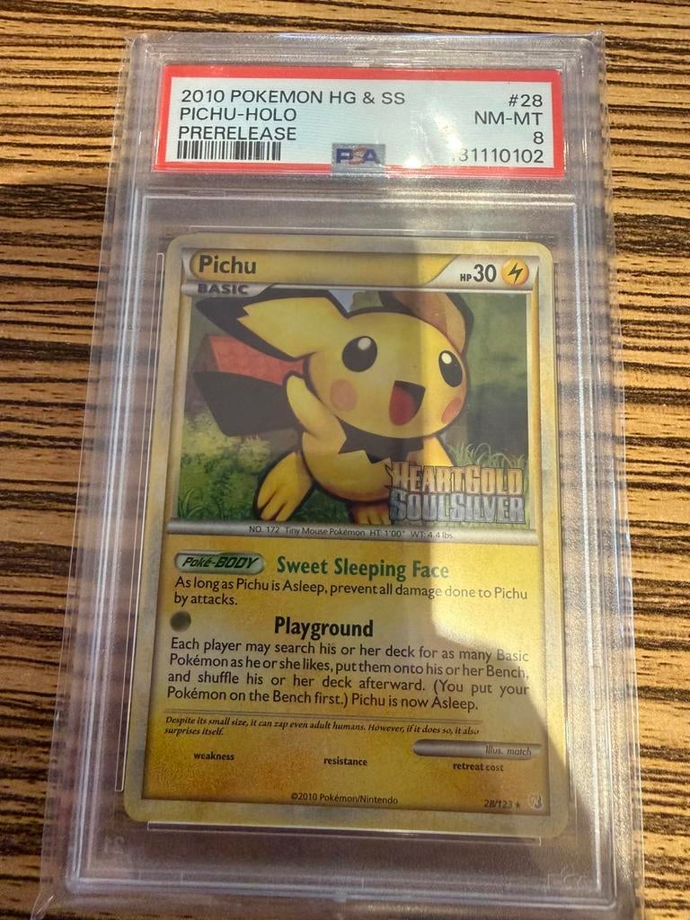 Pokemon Pichu 28 psa 8, Ophalen, Zo goed als nieuw