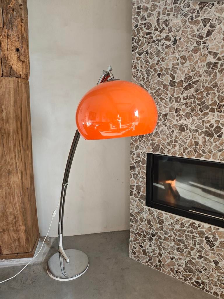 Vintage vloerlamp, verstelbaar, oranje, Sölken, Huis en Inrichting, Lampen | Vloerlampen, Ophalen, Gebruikt, 150 tot 200 cm