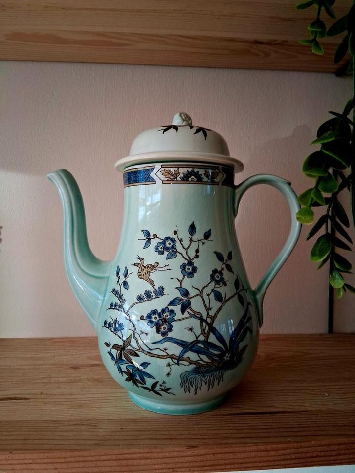 Vintage theepot met vogel- en bloemmotief, Antiek en Kunst, Antiek | Porselein, Ophalen of Verzenden