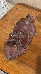 antiek aziatisch masker van tropisch hardhout glazen ogen, Antiek en Kunst, Overige onderwerpen, Handgemaakt, 20 - 50 cm, Hout
