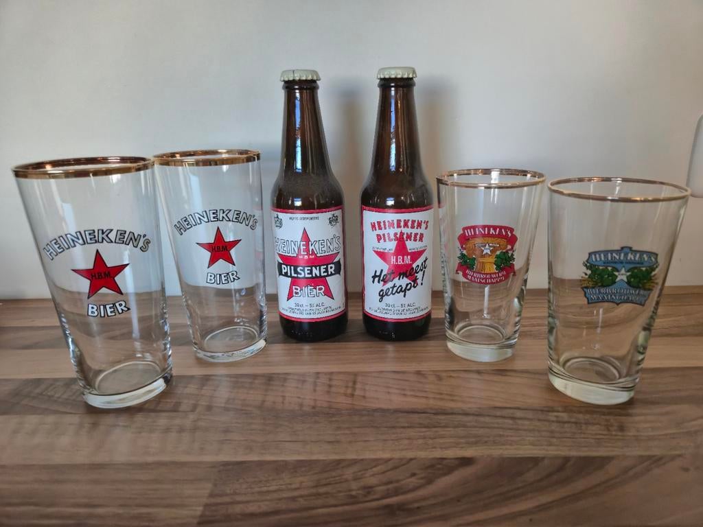 Heineken glazen bierfles, Ophalen of Verzenden, Gebruikt, Bierglas
