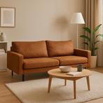 Cognac bruine bank, 2,5-zits, Huis en Inrichting, Ophalen, 75 tot 100 cm, Rechte bank, Stof