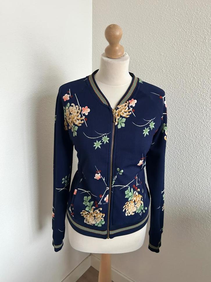 King Louie maat L sportief blauw retro vest 2868, Kleding | Dames, Truien en Vesten, Zo goed als nieuw, Maat 42/44 (L), Blauw