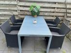 Tuinset wicker 160cm tuintafel + 4 stoelen karwei, Ophalen, 4 zitplaatsen, Gebruikt, Wicker