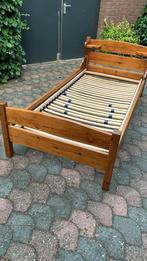 Houten eenpersoonsbed met lattenbodem instelbare heupzone, Ophalen, Gebruikt, 90 cm, Eenpersoons