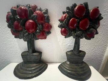 originele antiek deurstopper  fruitboom boom gietijzer 2X beschikbaar voor biedingen