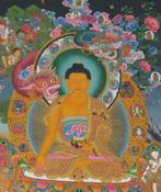 Nepal, Groot boeddha schilderij van  Madhu Krisna 55 x 77 cm, Ophalen