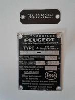 Peugeot 404 chassisplaatjes met chassisnummer, Ophalen of Verzenden, Gebruikt, Peugeot