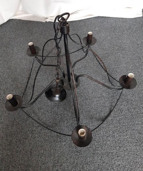 Zwarte  metalen gothic hanglamp kroonluchter, Huis en Inrichting, Lampen | Kroonluchters, Gebruikt, Ophalen of Verzenden
