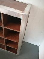 OUD HOUTEN VITRINE TOONBANK KASTJE TRAPEZIUM MODEL 40 CM, Antiek en Kunst, Curiosa en Brocante, Ophalen of Verzenden