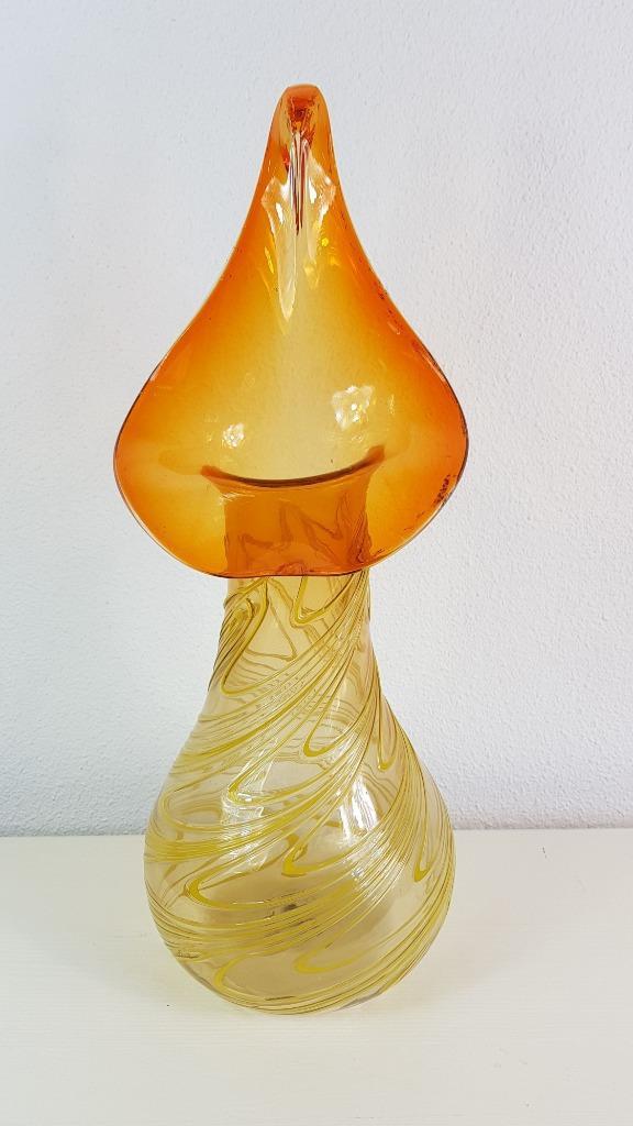 Jack in the Pulpit, geblazen vaas, spaghetti motief.VIT, Huis en Inrichting, Woonaccessoires | Vazen, Gebruikt, Overige kleuren