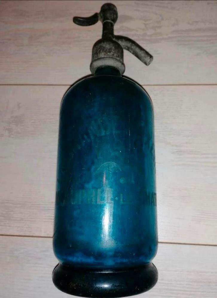 La Grande Maxville blauwe spuitfles soda fles glas vintage, Antiek en Kunst, Antiek | Glas en Kristal, Ophalen of Verzenden