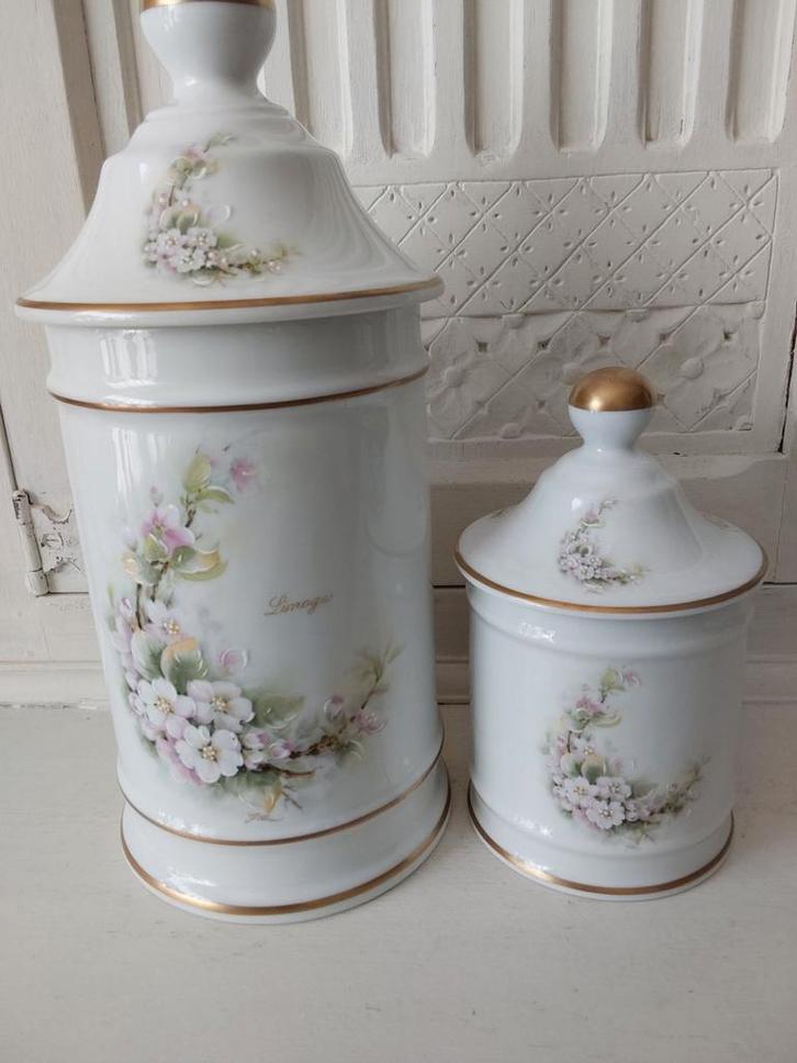 limoge france porcelaine potten kersenbloesem 2 stuks, Antiek en Kunst, Antiek | Porselein, Ophalen of Verzenden
