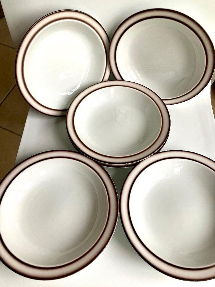 Stoer vintage servies Thomas Scandic wit met bruine rand, Huis en Inrichting, Keuken | Servies, Gebruikt, Bord(en), Overige stijlen