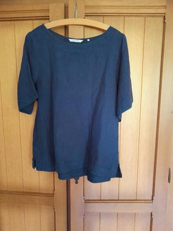 Blauwe linnen blouse top van Xacus maat 44.
 beschikbaar voor biedingen