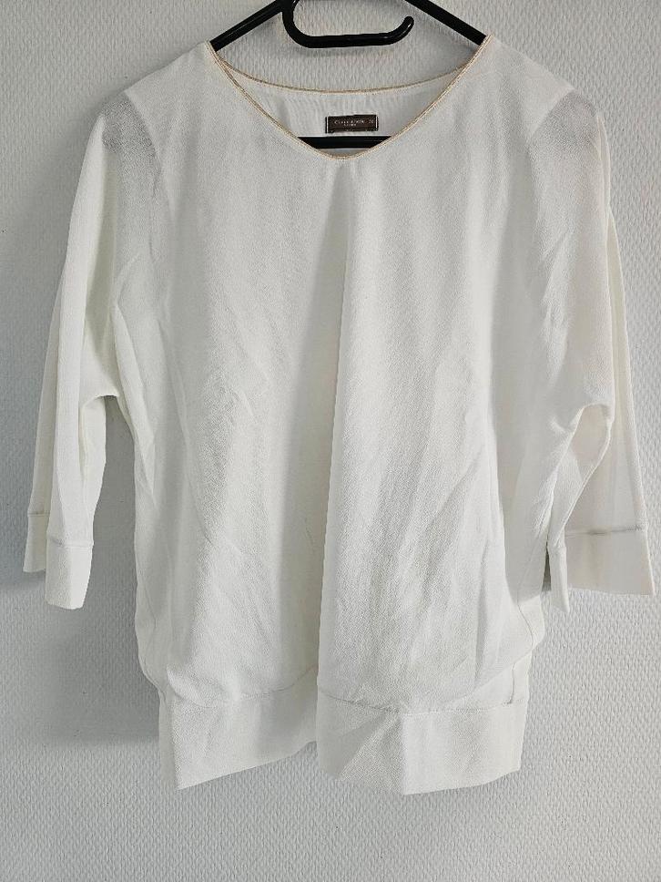 witte shirt met V-hals, Kleding | Dames, T-shirts, Gedragen, Maat 38/40 (M), Wit, Lange mouw, Ophalen of Verzenden