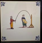 Handbeschilderde wandtegel Springtouw (Westraven), Antiek en Kunst, Ophalen of Verzenden