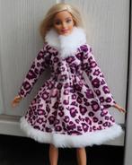 Barbie kleding nieuw - Lange winterjas bont luipaard roze, Ophalen of Verzenden, Nieuw, Barbie