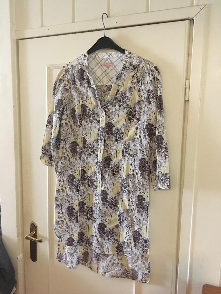 Aparte wit geel bruine gebloemde katoenen jurk van Didi, M, Kleding | Dames, Jurken, Zo goed als nieuw, Maat 38/40 (M), Bruin