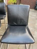 6 Eetkamerstoelen zwart echt leer voor maar €40,00, Ophalen, Gebruikt, Zwart, Leer
