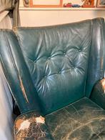 Vintage groen leren stoel, Antiek en Kunst, Curiosa en Brocante, Ophalen