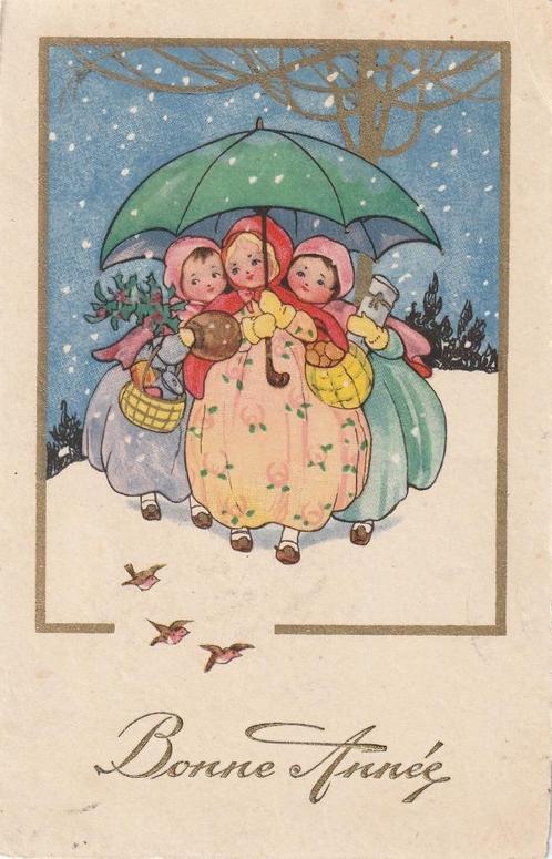 GOUDOPDRUK MEISJE PARAPLU UIT 1931 MOOIE KAART KH205, Verzamelen, Ansichtkaarten | Themakaarten, Gelopen, 1920 tot 1940, Kinderen