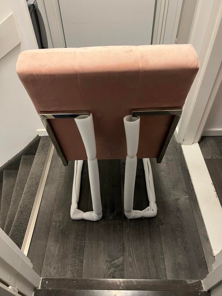 Stijlvolle roze stoel 4 stuks, Ophalen of Verzenden, Zo goed als nieuw, Metaal, Eén