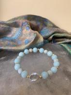 Aquamarijn parel zoetwater beschermt geluk intuïtie harmonie, Sieraden, Tassen en Uiterlijk, Armbanden, Ophalen of Verzenden, Nieuw