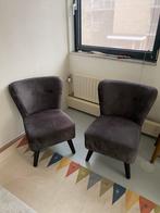 2 grijze velours cocktail stoelen, Huis en Inrichting, Fauteuils, Minder dan 75 cm, Ophalen of Verzenden, Zo goed als nieuw, 50 tot 75 cm