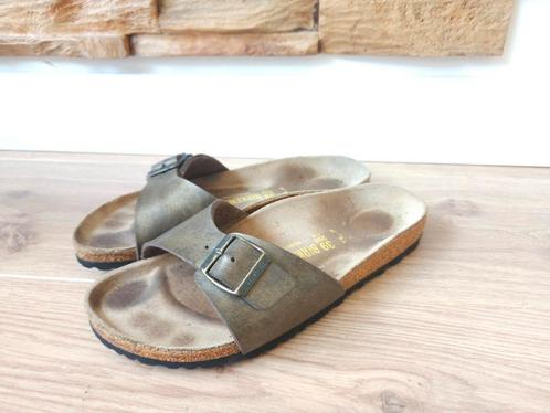 Birkenstock Madrid maat 39 slippers / sandalen brons, Kleding | Dames, Schoenen, Zo goed als nieuw, Slippers, Bruin, Ophalen of Verzenden