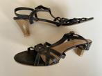Elegante zwarte sandaaltjes, hakje 5,5 cm. Maat 40, Sandalen of Muiltjes, Ophalen of Verzenden, Zo goed als nieuw, Zwart