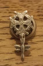 Hugenoten kruisje revers-speld knoopsgat, Ophalen of Verzenden, Zilver, Broche