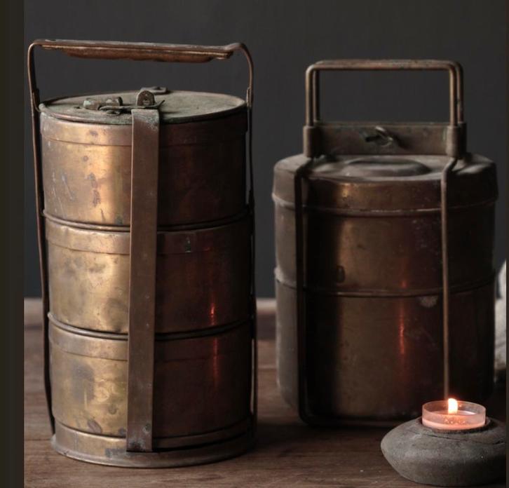 Vintage Tiffin Dragers - Set van 2, Antiek en Kunst, Antiek | Keukenbenodigdheden, Ophalen of Verzenden