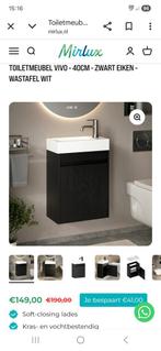 Nieuw toiletmeubel zwart eiken met wasbak, Huis en Inrichting, Badkamer | Badkamermeubels, Minder dan 50 cm, Nieuw, Ophalen of Verzenden