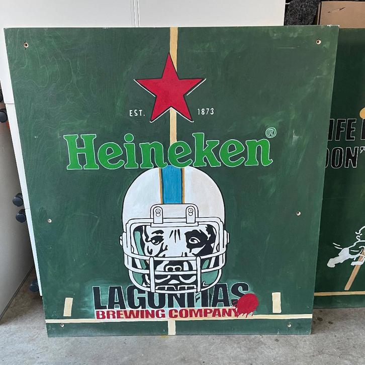 Heineken Lagunitas Bier Reclamebord Schilderij 113x124cm, Verzamelen, Biermerken, Zo goed als nieuw, Reclamebord, Plaat of Schild
