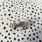 vintage zilverkleurige strass parel oorclips oorbellen boho, Overige materialen, Met strass, Ophalen of Verzenden, Zo goed als nieuw