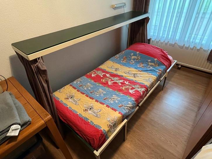 Opklapbed eenpersoons, Huis en Inrichting, Slaapkamer | Bedden, Gebruikt, Eenpersoons, 90 cm, 200 cm, Metaal, Verstelbaar, Ophalen