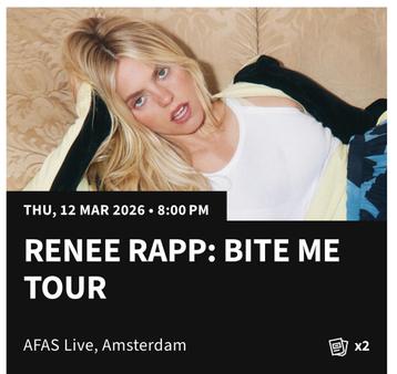 2x ticket Renee Rapp staplaatsen beschikbaar voor biedingen