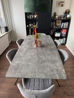 Betonlook eettafel set met 6 stoelen 190x90x75, Huis en Inrichting, Tafels | Eettafels, Ophalen, Zo goed als nieuw, Rechthoekig