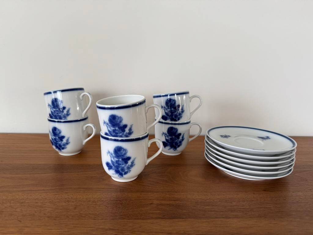 6 vintage kopjes en schotels van Mosa Maastricht, Ophalen, Zo goed als nieuw, Overige stijlen, Kop(pen) en/of Schotel(s)