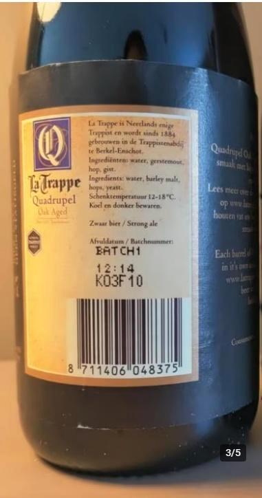Exclusief !!! La Trappe Quadrupel Oak Aged batch 1 !!!, Verzamelen, Biermerken, Zo goed als nieuw, Flesje(s), La Trappe, Ophalen of Verzenden