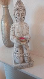 Stenen Boeddha beeld met kaarshouder, Huis en Inrichting, Woonaccessoires | Boeddhabeelden, Ophalen, Gebruikt