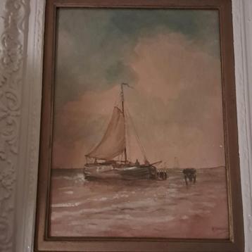 Gouache//aquarel Haagse School strandgezicht beschikbaar voor biedingen