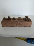Antieke Gewichten Set in Houten Houder, Ophalen