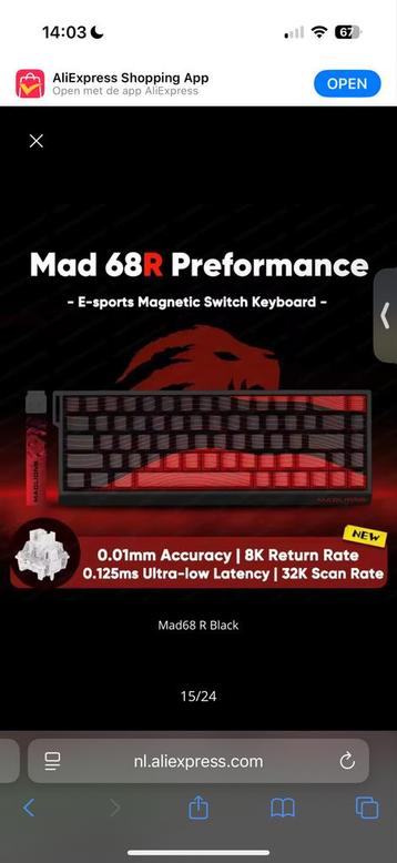 MADLIONS Mad 68R Gaming Toetsenbord beschikbaar voor biedingen