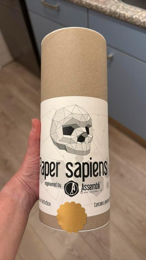 Papierkunst Schedel goud 'paper sapiens' van Assembli, Hobby en Vrije tijd, Knutselen, Nieuw, Knutselwerk, Ophalen of Verzenden
