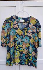 Vintage blouse, maat 42/XL - blauw - bloemen - 90's, ., Maat 42/44 (L), Ophalen of Verzenden, Vintage