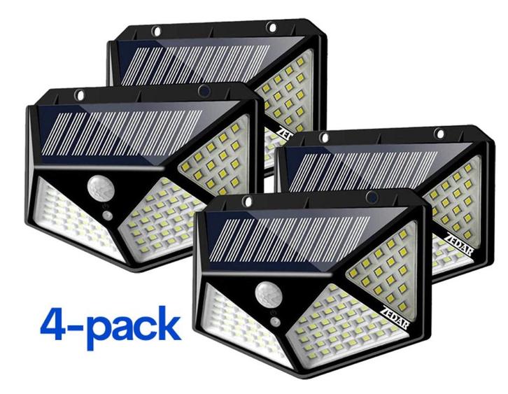 4-pack Solar LED Lamp - 100 LED Verlichting - 4 Pack - NIEUW, Tuin en Terras, Buitenverlichting, Nieuw, Wandlamp, Kunststof, Minder dan 50 watt