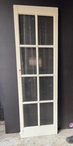Hardhout binnendeur met glas, Doe-het-zelf en Verbouw, Deuren en Horren, Ophalen, Gebruikt, 80 tot 100 cm, Binnendeur